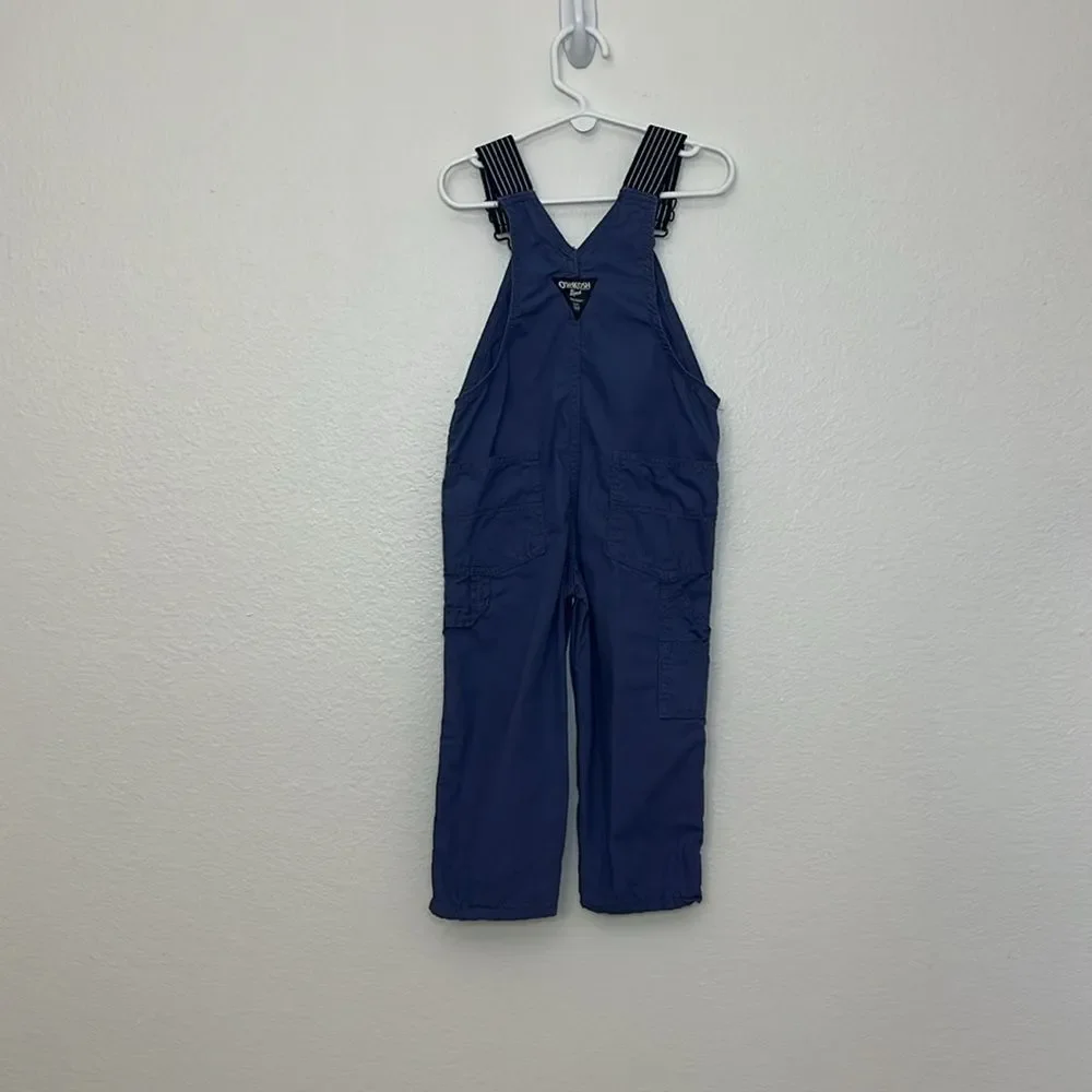 OshKosh B'Gosh Boys Blue Lined Overalls 3T 100% Cotton